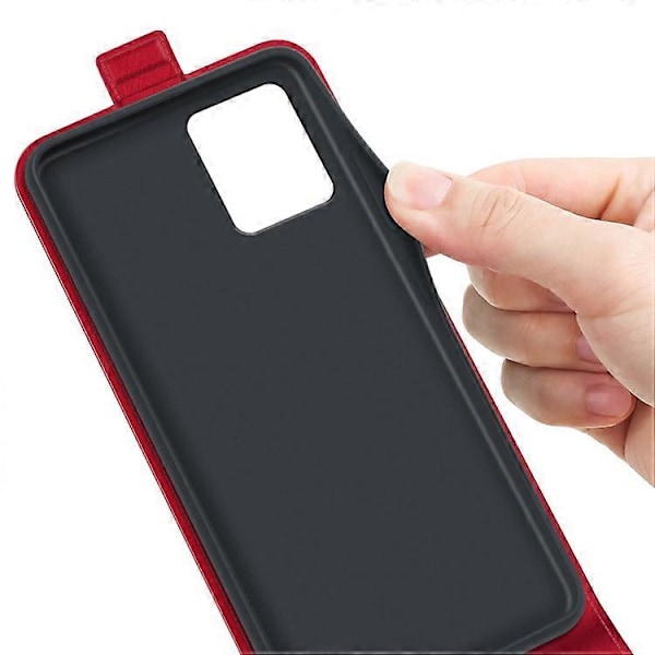 Telefondeksel Kompatibelt For Motorola Moto G54 5G Vertikal Flip Telefon Shell Crazy Horse Tekstur Cover Red