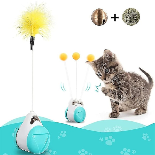 Cat Feather Ball Tumbler Balans Pet Leksaker Teaser Chasing Roller With Catnip Kitten Interactive Toy