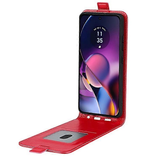 Telefondeksel Kompatibelt For Motorola Moto G54 5G Vertikal Flip Telefon Shell Crazy Horse Tekstur Cover Red