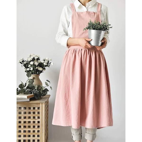 Naisten tyttöjen vintage-esiliina puutarhanhoitoon, ristiselkäinen mekko