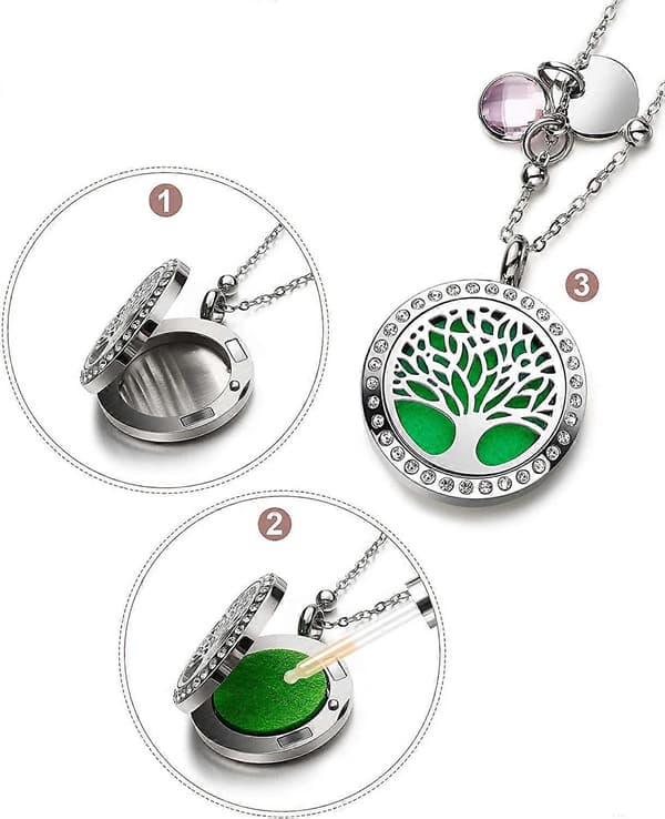 Æterisk olie diffuser diamant halskæde med rustfrit stål aromaterapi diamant medaljon læder armbånd, til piger kvinder