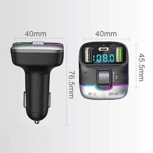 Bluetooth-kompatibel biloplader med dobbelte porte, håndfri opkald, stabil forbindelse, universel biladapter, trådløs FM-radio MP3-afspiller