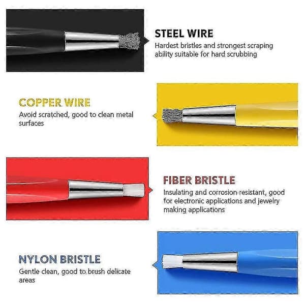4 stk./sæt Rustfjernelsesbørstepen Glasfiber / Messing / Stål / Nylon Børstepen Form Urdele Polering Rengøringsværktøj