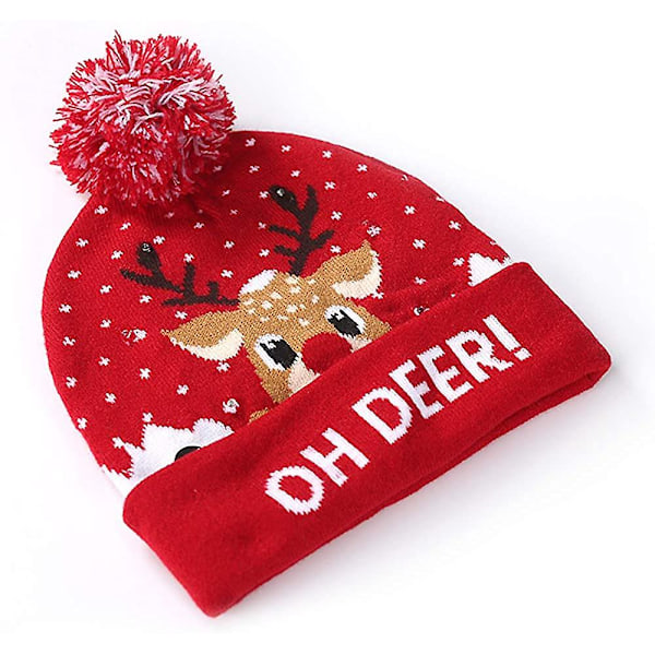 Unisex 6 Fargerik LED Lysende Stygg Julegenser Lue Strikket Julefest Beanie Luer