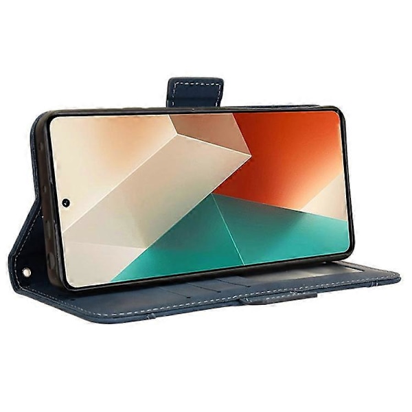 Kompatibelt Skal för Xiaomi Redmi Note 13 5G Slim-Fit PU Läder Telefonställ Plånboksfodral Blue
