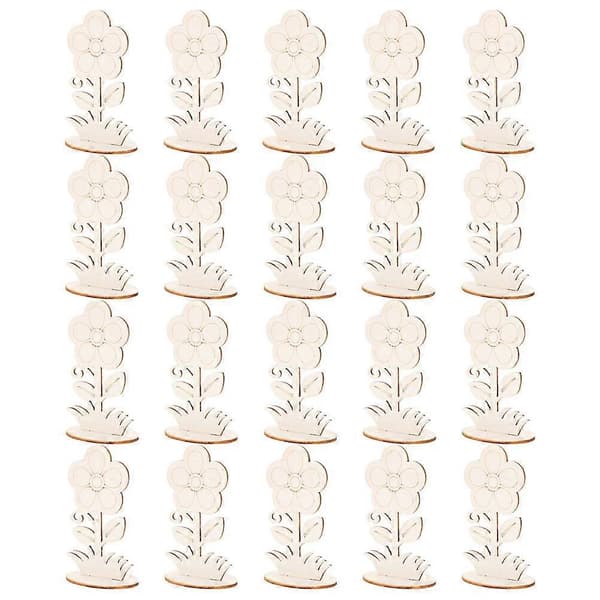 20 stk. Ubehandlede Treblomster DIY Blank Treblomster Tre 3D Blomsterdekorasjon