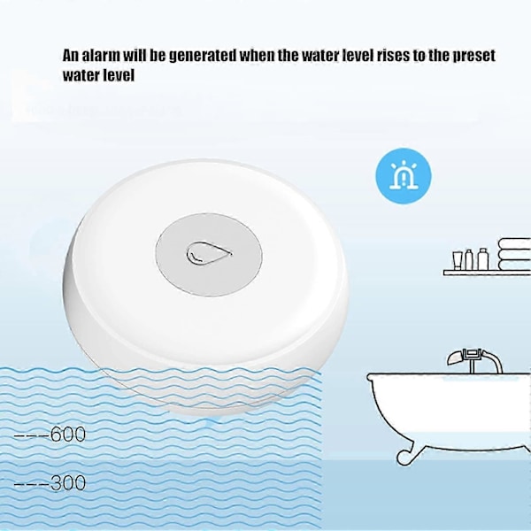 Vattenläckagedetektor Alarm, WiFi Vattenöversvämningsövervakare Smart App, Fuktlarm för Trådlös Vattensensor Kök Badrum Känslig Översvämningsdetektering