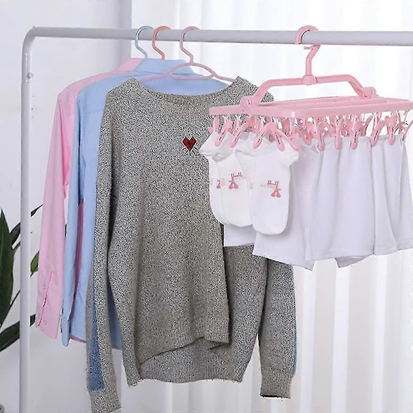 Socktorkställning, Klädtorkställning med 33 klämmor, Vikbar hängande klädställning, Inomhus- och utomhusklädställning för strumpor, underkläder och Sm