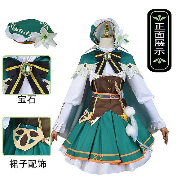 Peli Genshin Impact Venti Cosplay Puku Asu Anime Cosplay Halloween Puvut Naisten Venti Puku Täysi set univormu XS