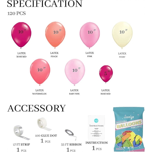 Pink Balloner 120 Stk Latex Balloner 10 Tommer - Baby Pink Balloner Runde Balloner Macaron 6 Farver til Baby Shower Pige Fest Dekoration Fødselsdag Bryllup
