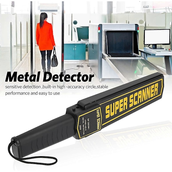 Håndholdt sikkerhedsmetaldetektor, håndholdt metaldetektor, sikkerhedstjekker højsensitiv kropsscanner inspektionsscanner, lufthavnsstationsundersøgelse
