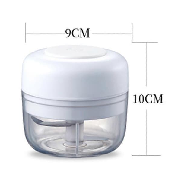 100ML Elektrisk Hvidløgspresser, PP + Rustfrit Stål, Hvid, 9 cm x 10 cm