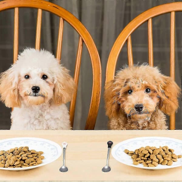 2 stk. Hundekatte Ske Hundefoder Ske Rustfrit Stål Hundefoder Ske Katteklo Ske Dyretilbehør-15*4cm
