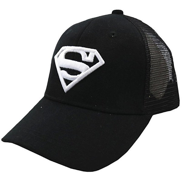 Barn Superman Cap Captain America Pojkar Flickor Mesh Andningsbar tecknad Snapback solskyddshatt Superman Black White