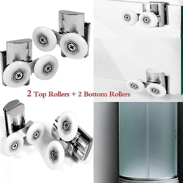 4 stk Dusjdørhjul 23mm Dusjdørruller Kraftig Sink Legering Dobbelthjul For Både Flat Sli SPK