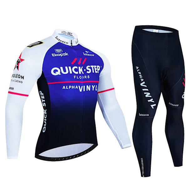 Quick·Step Winter Thermal Fleece Cykeltröja Set Maillot Ropa Ciclismo Keep Warm MTB Bike Wear Cykelkläder Set Sky Blue Asian Size -M