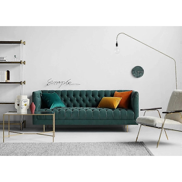 Sett med 2 koselige firkantede pynteputetrekk i fløyel for sofa og seng, Teal, 45 x 45 cm