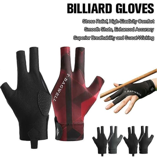 Professionelle tre-fingrede billardhandsker til venstrehånds snookerhandsker/O5D7 Left hand black 1pcs