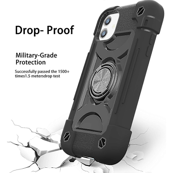 iPhone 14pro max Deksel 6.1 Tommer med 360° Roterende Ringstativ, Militærgrad Fallbeskyttelse Full Kropp Robust Kraftig Deksel 3 i 2 Beskyttelsesdeksel