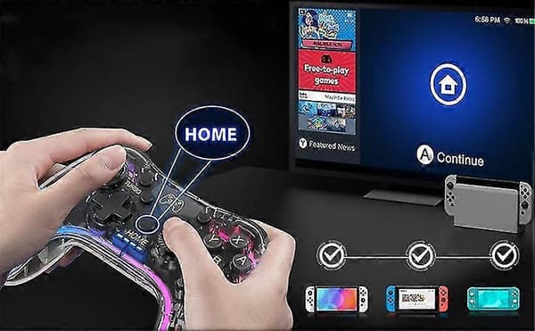 Switch-kontroller Kompatibel Med Nintendo Switch/lite/oled & Pc/ios/android, Klar Rgb Lyn Switch Pro-kontroller Støtter App Med Turbo, Vekking-