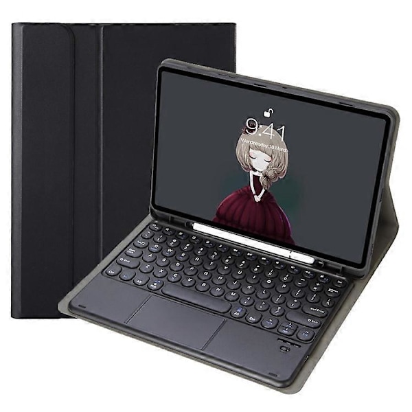 YT098B-A Yhteensopiva iPad Air (2020) / (2022) Pyöreät näppäimet Langaton Bluetooth-näppäimistö kosketuslevyllä, ihoa myötäilevä iskunkestävä jalusta Black