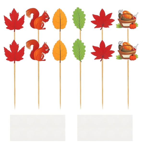 12 stk. Frugtkage Appetizer Picks Thanksgiving Cupcake Picks Efterårstema Cupcake Topper Blad