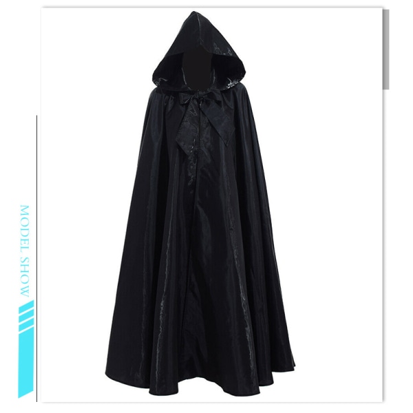 Halloween-asu keskiaikainen viitta viitta black XL