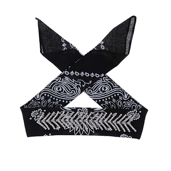 Fashionabla Dam Blommig Halsduk Halsband DIY Kedja Huvudduk (Svart)