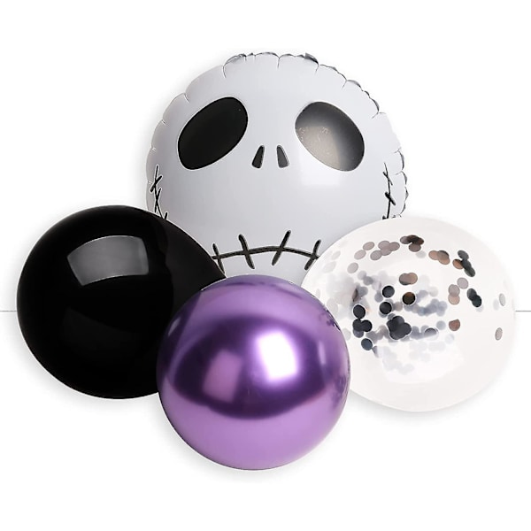 Halloween Fest Dekoration Balloner 145 stk. Ballon Guirlande Bue Sæt Sort Lilla Konfetti Balloner Og Mylar Balloner Til Halloween Fødselsdagsfest bd