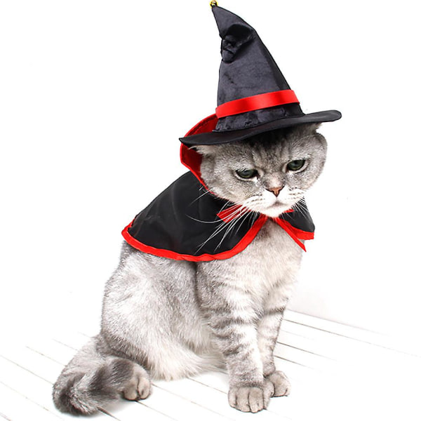 Halloween Husdjur Cosplay Vampyrmantel Häxa Hatt Hund Katt Valpfest Fancy Dress Up Rekvisita Kläder Hat