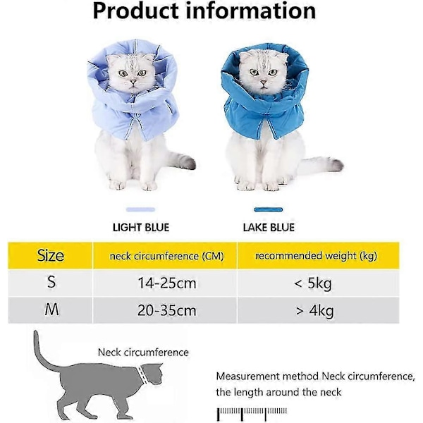 Kattkrage Justerbar Återhämtningskrage Efter Operation, Blå (Storlek: S)