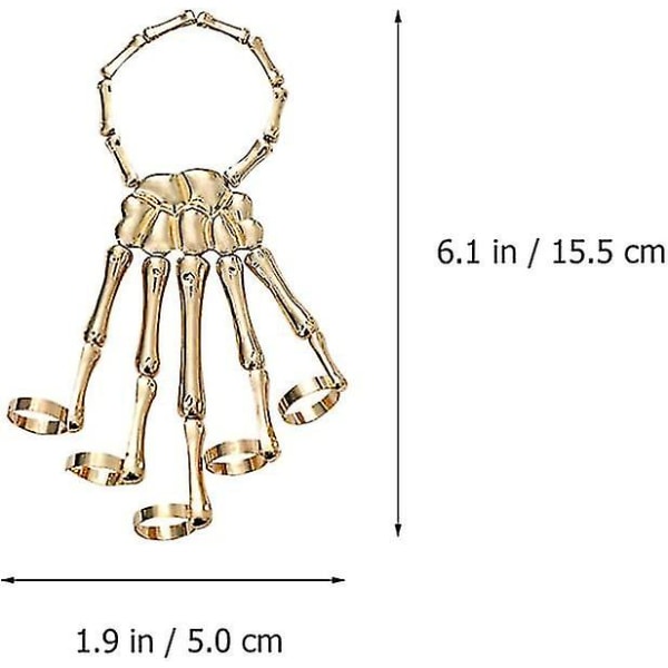 Nopea toimitus luuranko käsirannekoru metalliseos Ghost Claw rannerengas Liioitteleva goottilainen sormus Cosplay-asu miehille, naisille Gold