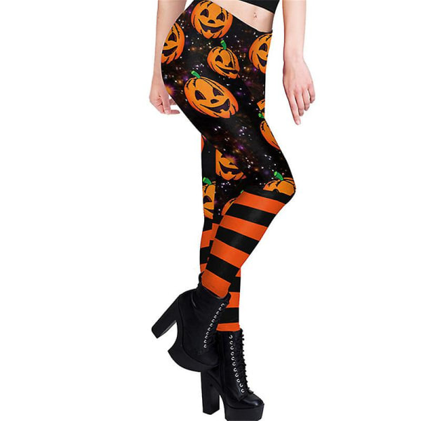 Naisten Joogahousut Taskulla Korkea vyötärö Treeni Leggingsit Juoksuhousut Bottom Scrunch Leggingsit Halloween Print Pants COLOR 2 M