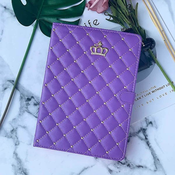 Ubiuoipad 10.2 2021/2020/2019 Etui, iPad 9./8./7. Gen Etui Krone Bling Diamant Sødt Elegant PU Læder Smart Auto Sleep/Wake Stand Stødsikkert Etui F
