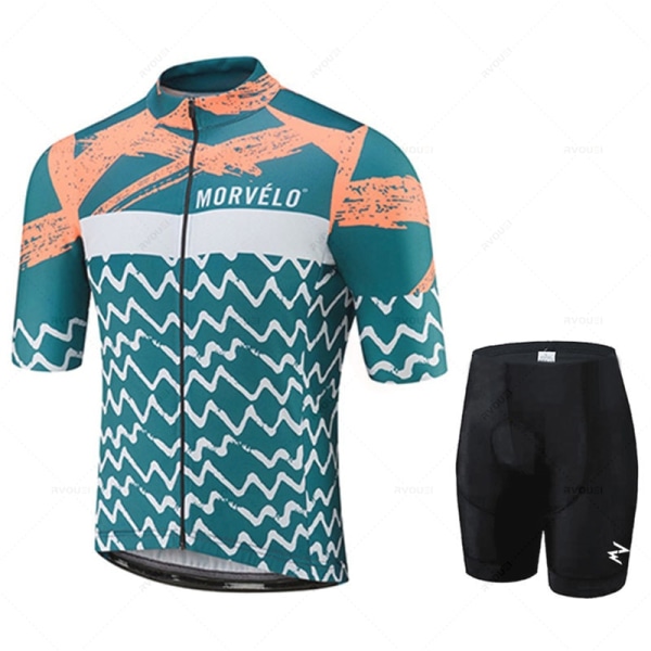 Morvelo Kesä Miesten Pyöräilyneulesarja Set Pyörä Vaatteet MTB Pyörä Vaatteet Lyhythihaiset Urheilut Ropa Maillot Ciclismo jersey set 2 5XL