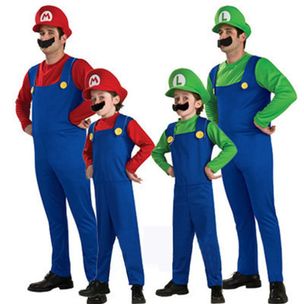 Halloween-naamiaisasut aikuisille ja lapsille Super Mario Mario -asut red child XL