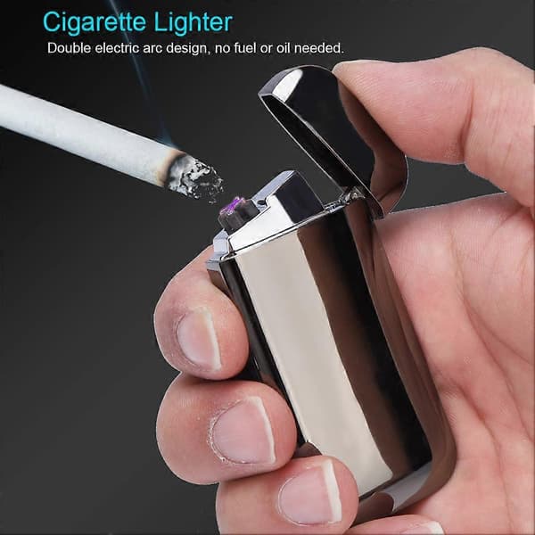Bærbar USB Genopladelig Elektrisk Bue Flammefrit Vindtæt Cigaretlighter (Sort)
