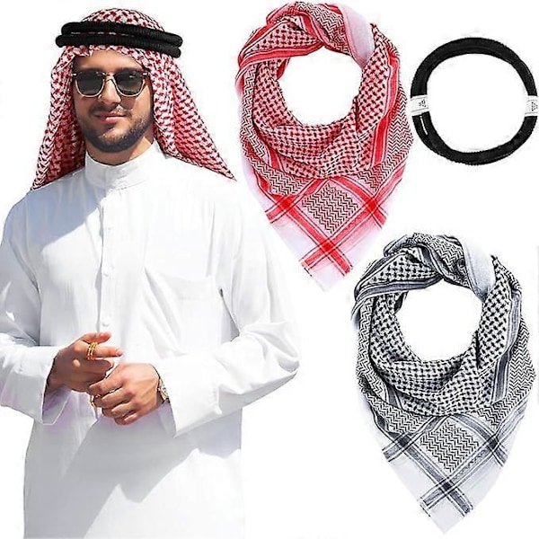 Shemagh med Aqel-rep Muslimsk Kafiya Keffiyeh Mellanöstern Huvudduk Taktisk Öken Huvud Halsduk Mellanöstern Sjal