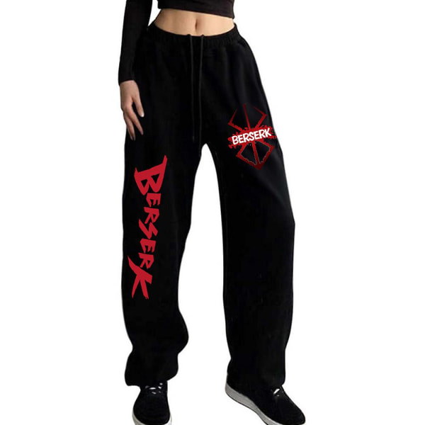 Anime-housut Berserk lenkkeilyhousut Naisten pitkät housut miesten casual housut Harajuku Streetwear lenkkeilyhousut Y2k miesten lenkkeilyhousut pitkät housut black 2 S