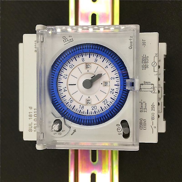 Analog Mekanisk Timer Bryter 110v-220v 24 Timer Daglig Programmerbar 15min Innstilling Tidsbryter Rela
