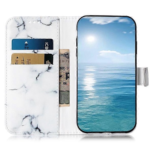 Kompatibelt för Oppo A79 5G PU Läder Mönster Fodral Flip Plånbok Mobilskal White
