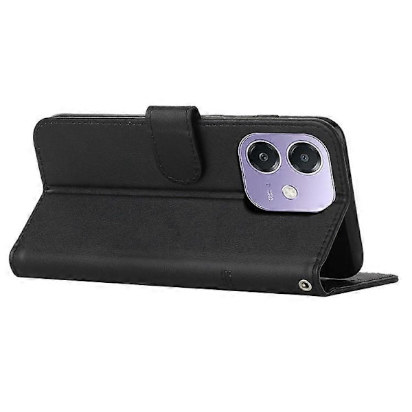 Yhteensopiva Oppo A3x 4G / 5G (Intia) / A3 4G / 5G / A40 4G / A60 5G -puhelinmallien kanssa, suojakotelo, jalustallinen, läppämallinen, suojaava nahkainen puhelinkotelo Black