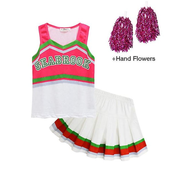 Girs Zombies 3 Addison Kids Cosplay Kostymer Toppar+kjol+handblommor+huvudbonad 4st Kostym Cheer Leader Barn Halloween Outfit 86008 Sets 120cm