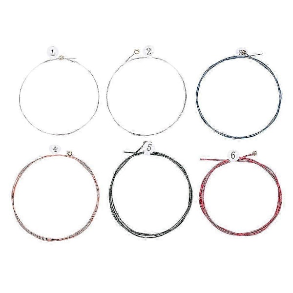 6 stk. Ekstra Let Farverig Belægning Phosphor Bronze Akustisk Guitar Streng Udskiftning