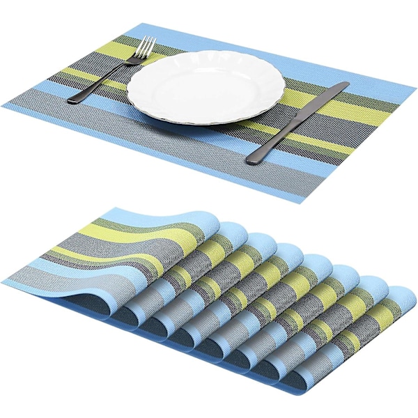8 Brikker Sklisikre Vaskbare Varmebestandige PVC Brikker For Spisebord Hvit