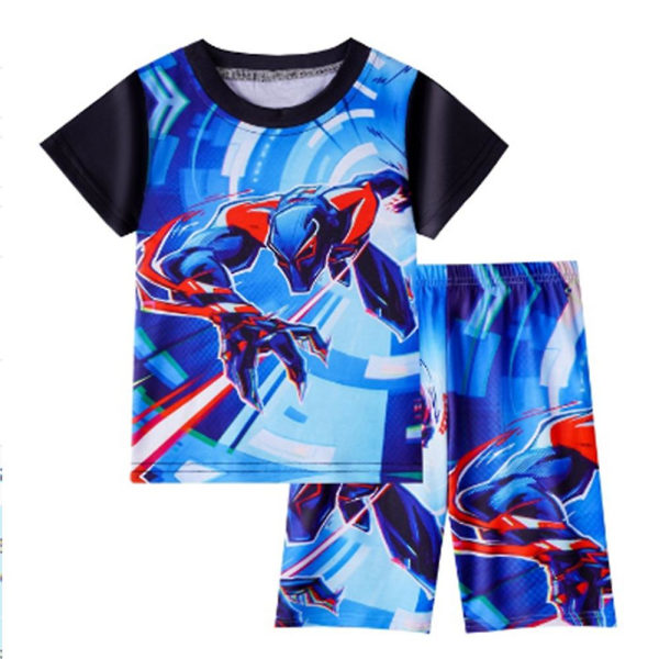 Poikien Spiderman Summer Outfit Set Lasten lyhythihainen T-paita Top + Shortsit Sleepwear Pyjama 6-7Years