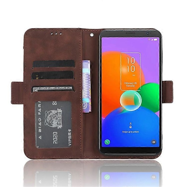 Flerfacks Läder Telefonfodral Kompatibelt För TCL 403, Plånboksställ Telefonfodral Brown