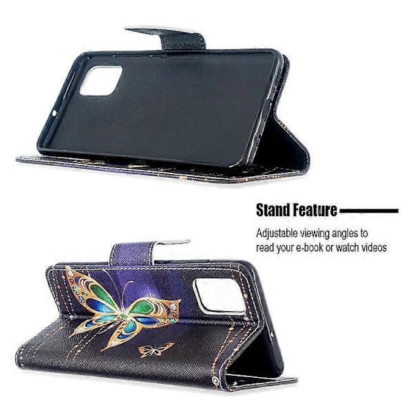Mönstertryckt Plånbok Läder Flip Fodral Kompatibelt För Samsung Galaxy A51 Gold