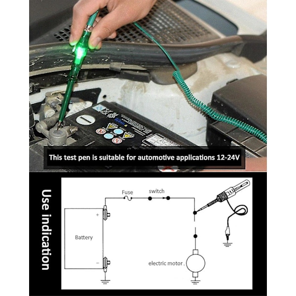 12V Krets Testare Sond 3-24v Elektrisk Bil Säkring Test Lampa Spänningspenna Detektor