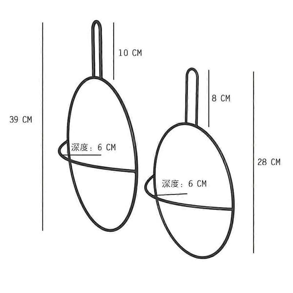 Hængende Vægopbevaring Metalramme Rektangulær Display Organizer Sort 39x29cm Simpel Mode 2-pak